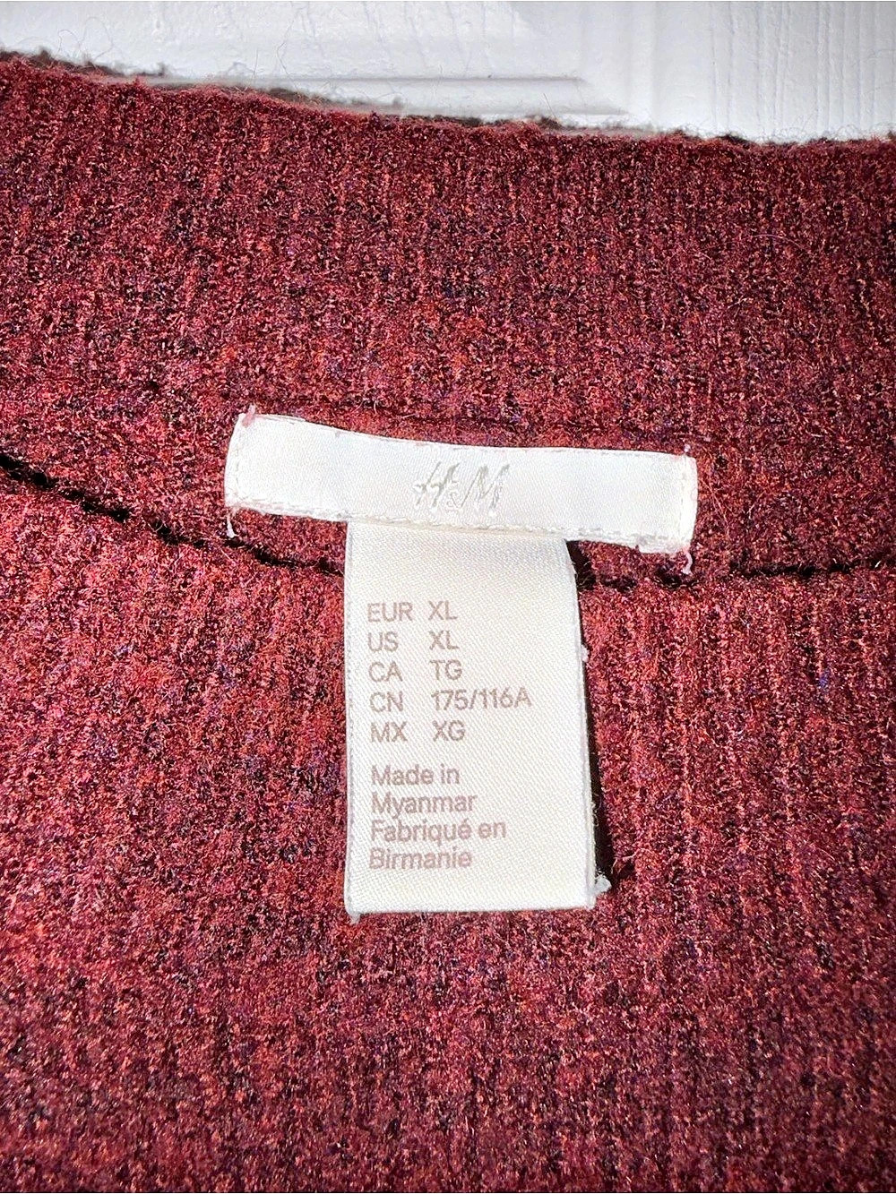 H&M Women's Burgundy Crew Neck Sweater XL - Picture 3 of 5